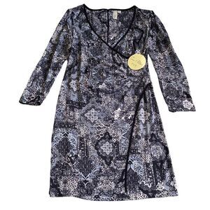 Emma & Michelle NWT London Style Wrap Dress Knee Length Quiet Luxery Size 14